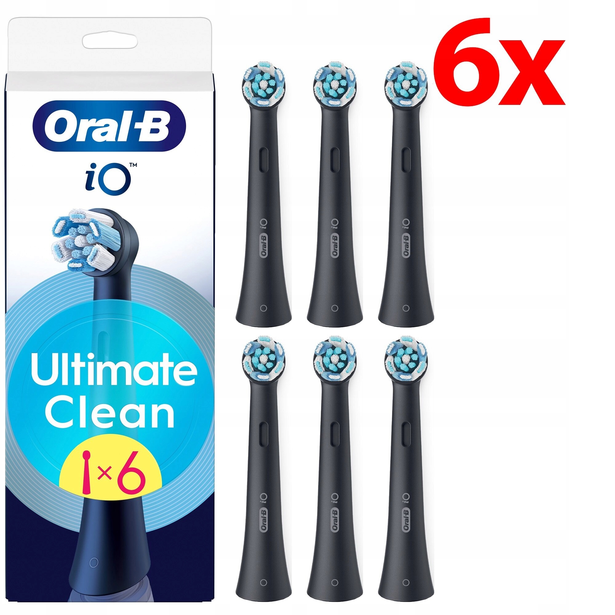 Oral-B Seria iO Ultimate Clean Czarny, Black, zapakowany, 6 szt