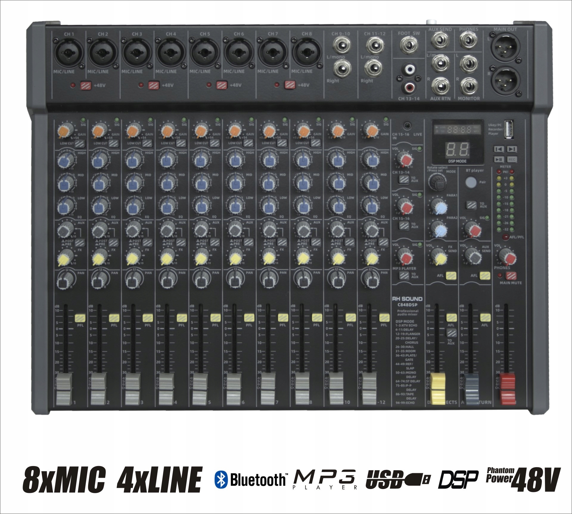 Rh Sound C848DSP 16kanálový univerzální audio mixážní pult
