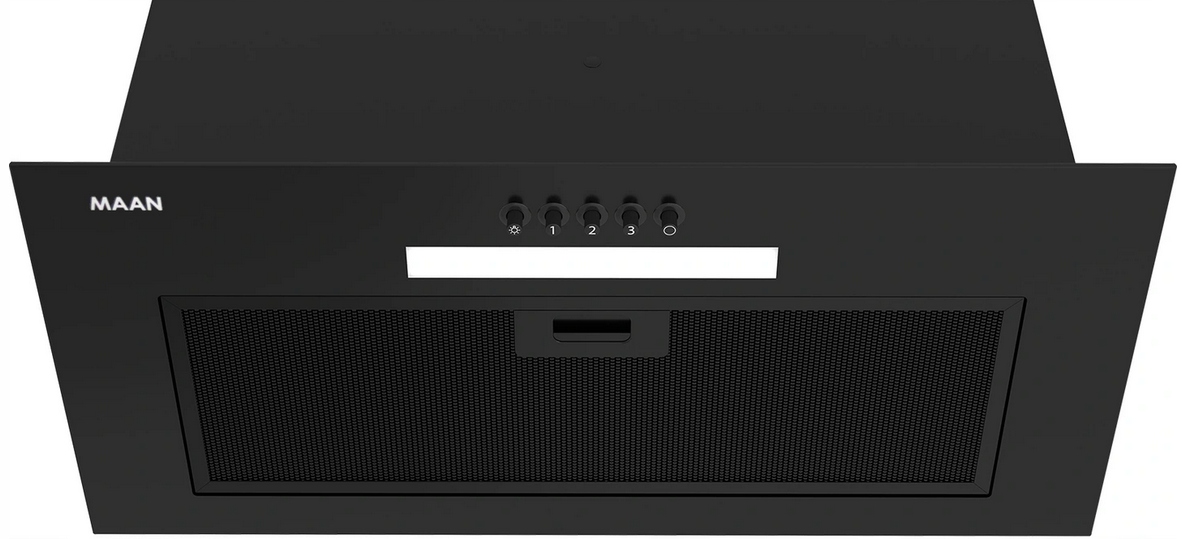 Okap do zabudowy MAAN Tytan 60 SZKŁO CZARNY 610m3 Zakres klas efektywności energetycznej A - G