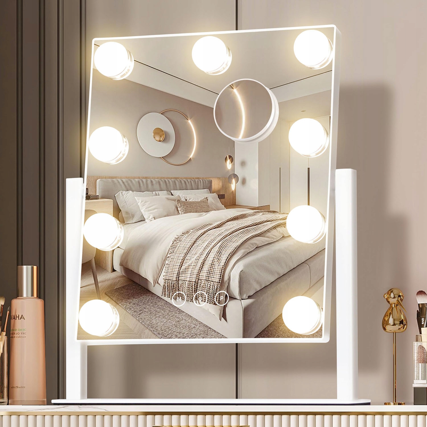 Kosmetické podsvícené zrcátko na make-up 9 Led Hollywood s 9 žárovkami