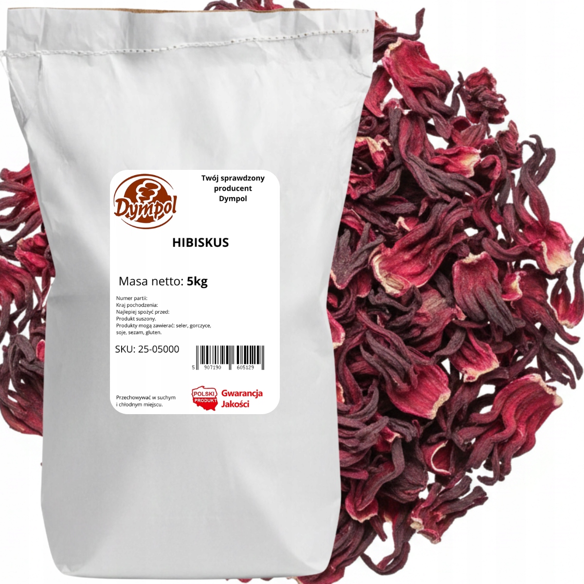 Sušený Ibišek Přírodní Ibiškový Květ Malva Premium Dympol 5 kg