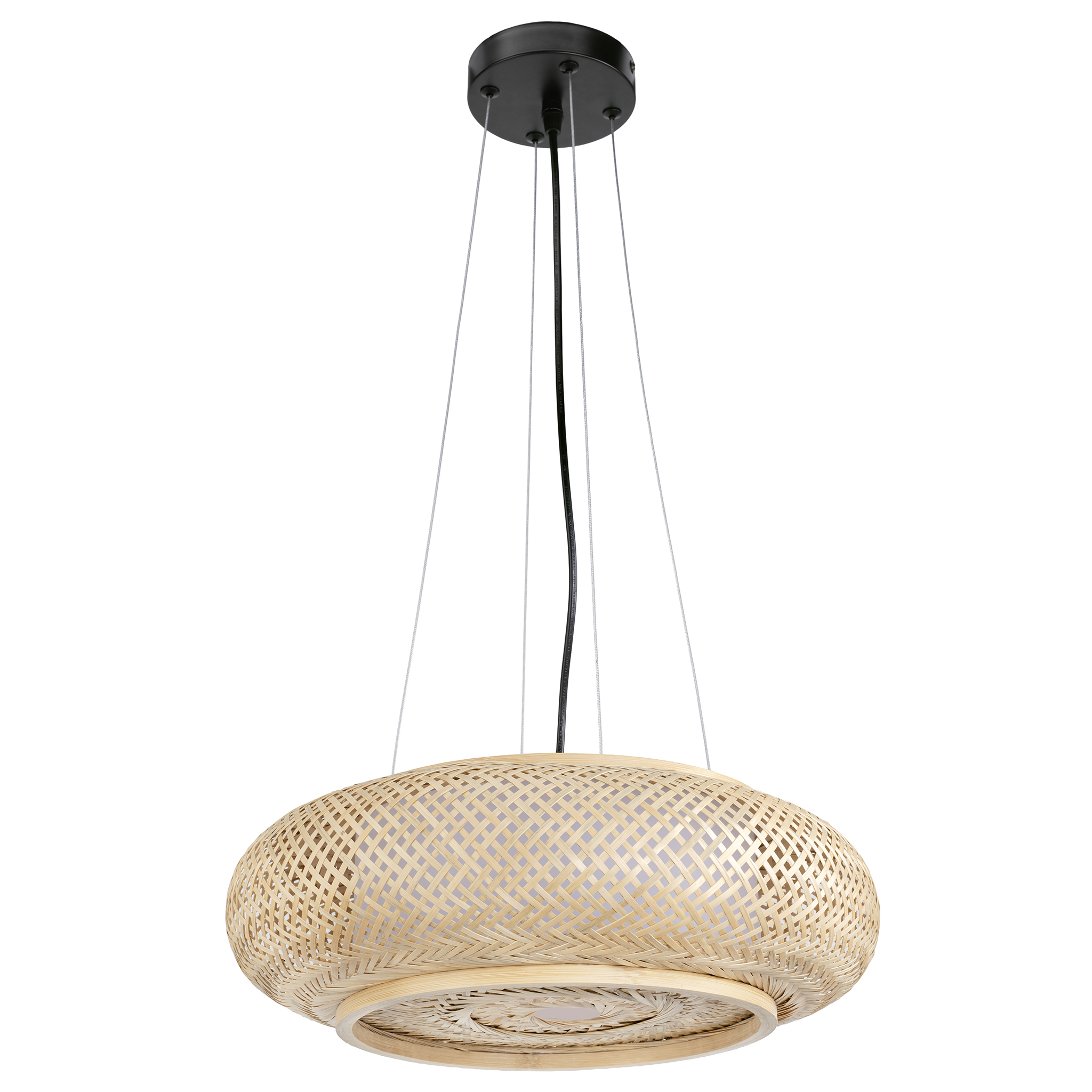 Závěsná Lampa Boho Přírodní Hnědá Bambusová Toolight APP1908-3CP 40 cm