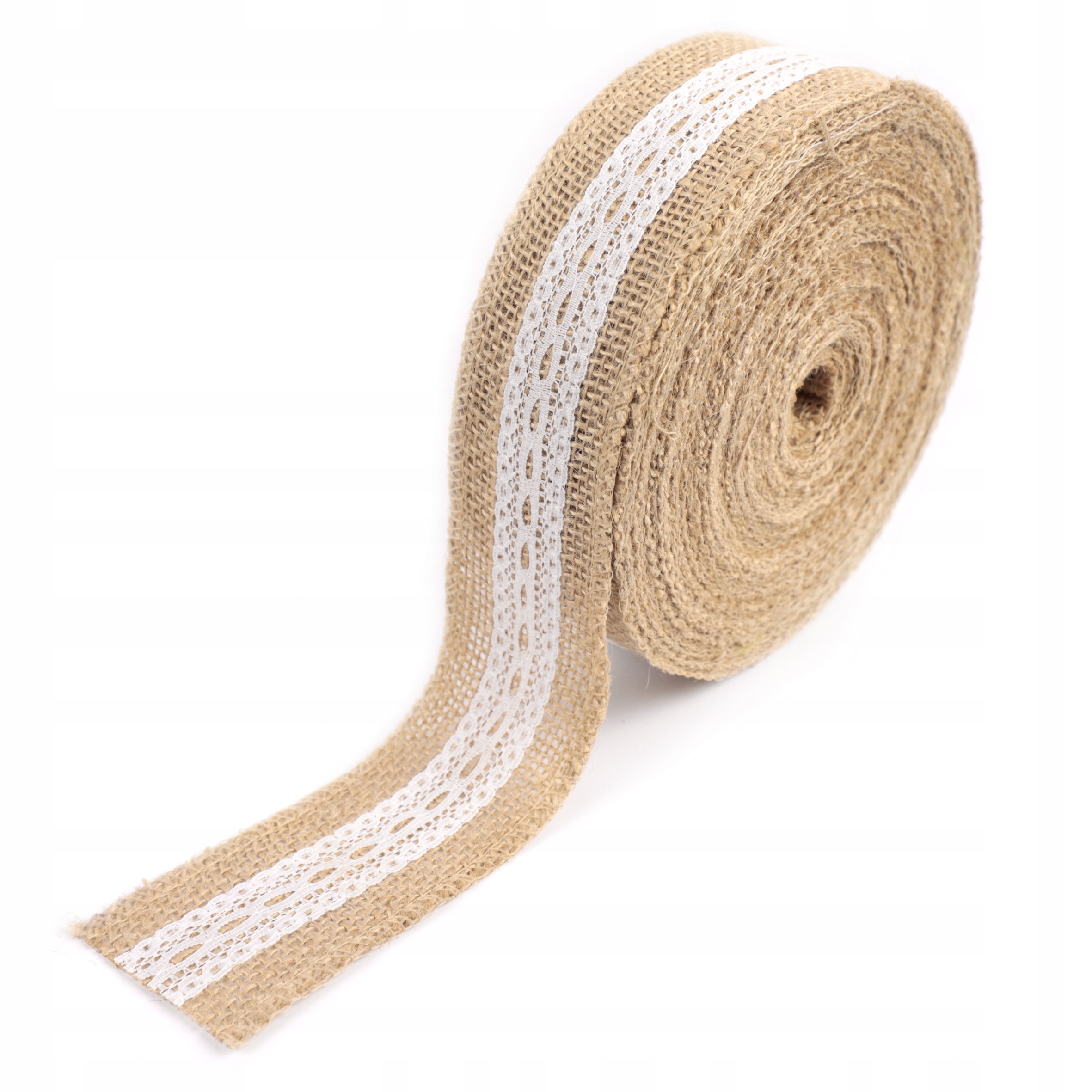 

Wstążka Jutowa Taśma Tasiemka Z Koronką 25M x 5CM