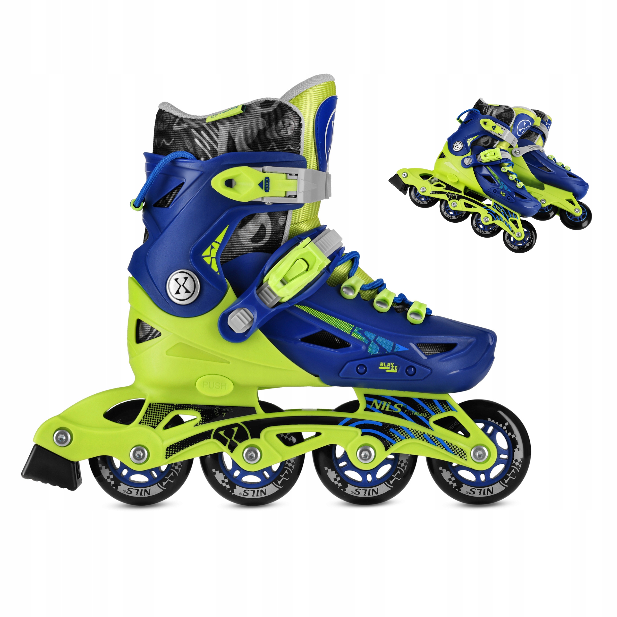 Brusle 2v1 pro mládež modré Blaze nastavitelné 35-38 Nils Extreme