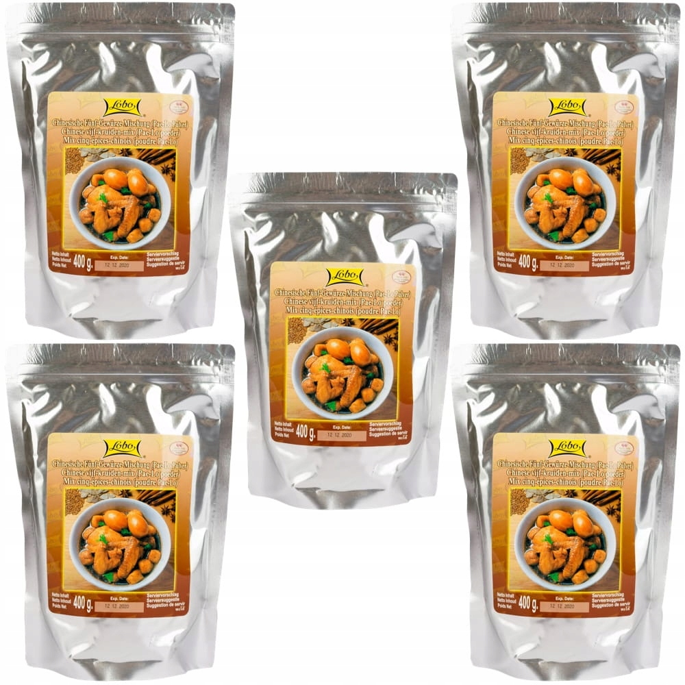 5x Chińska Przyprawa Pięć 5 Pięciu Smaków Mieszanka Pa Lo Proszek 400g Lobo