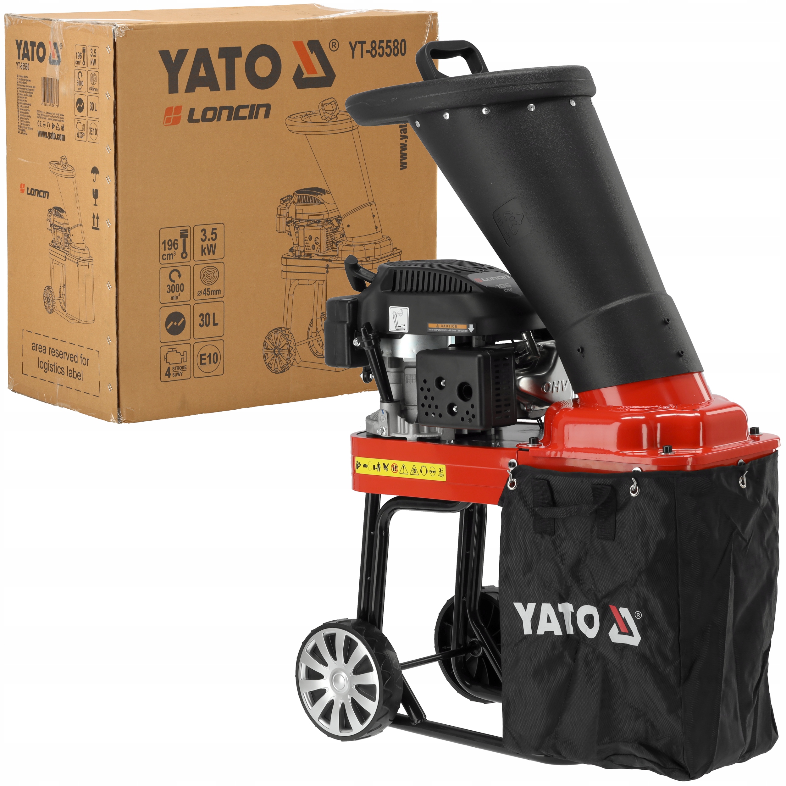 Yato Rozdrabniacz Spalinowy Do Gałęzi 45mm Loncin 4.76 Km 196cm³ Kosz 30L