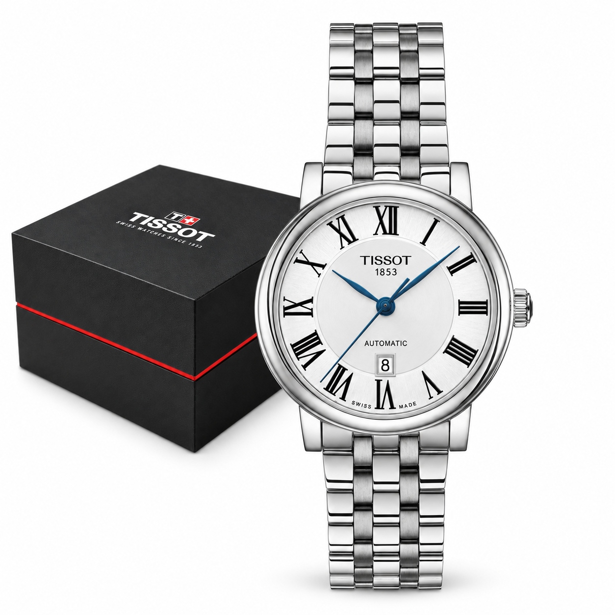 Dámské Hodinky Tissot Carson Premium Automatic Safír Ocel Stříbrné