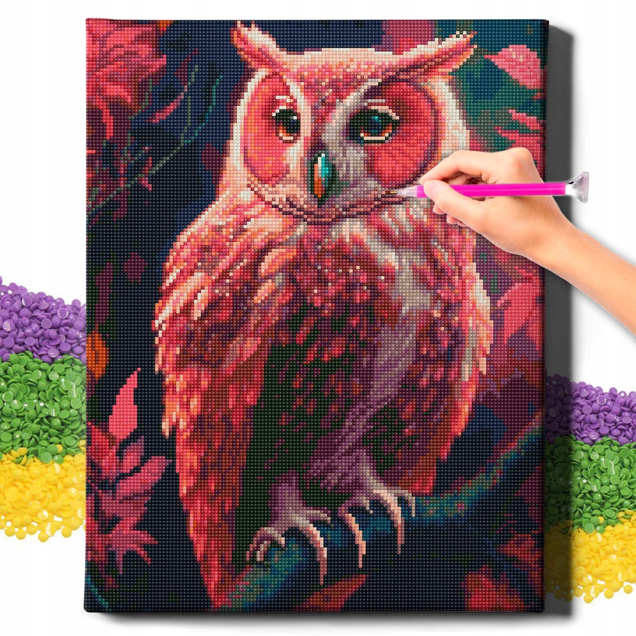 Diamond Painting 5D s Ramou Výšivka Diamantová Velká Sova Mozaika 40x50 cm