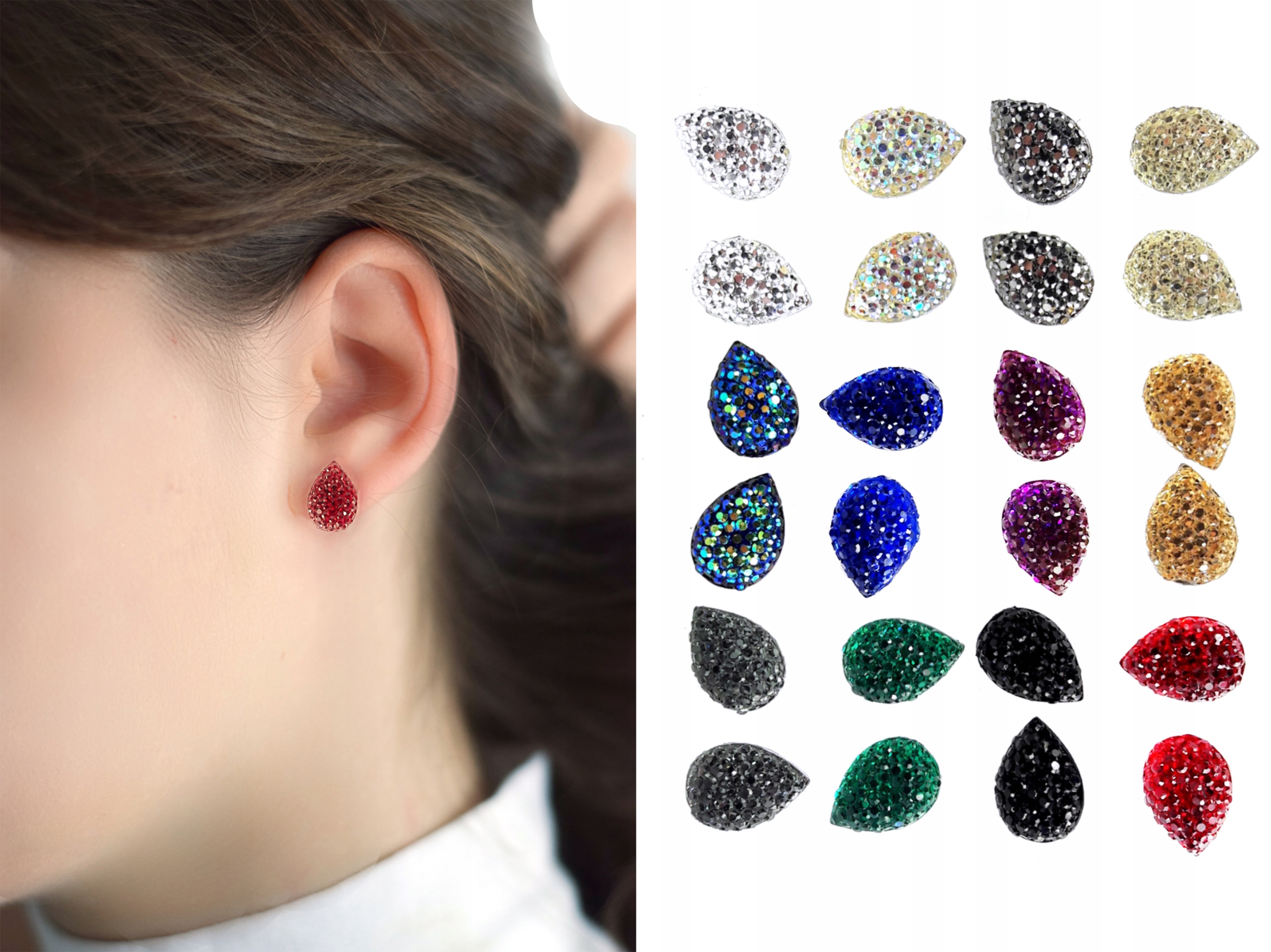 

Kolczyki łezki kryształkowe zestaw 12 par