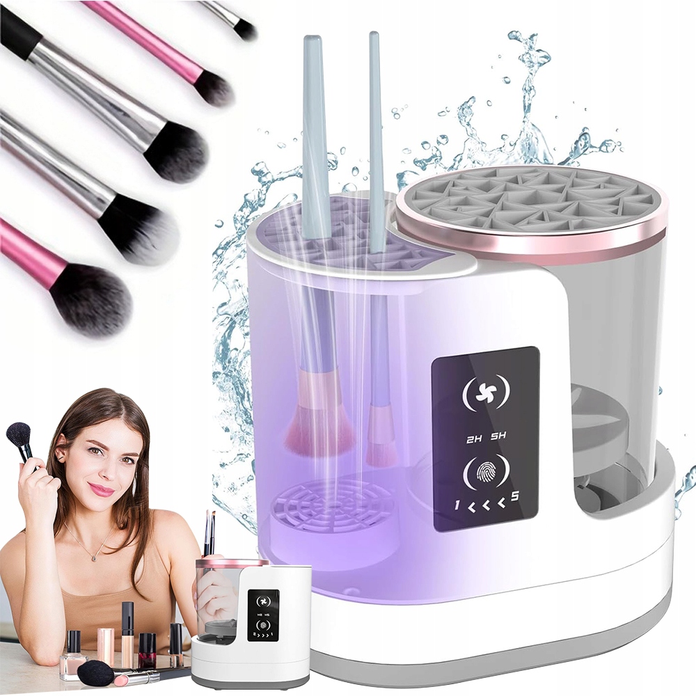 Elektrický stroj na čištění make-upových štětců 3v1 se sušičkou a časovačem