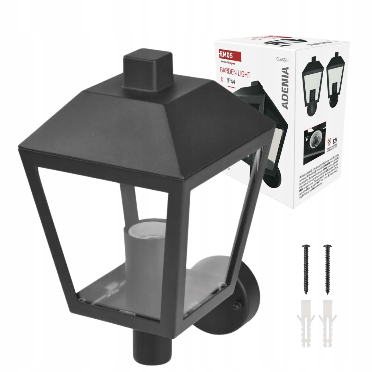 Horní fasádní svítidlo Lampa venkovní lucerna černá E27 zahradní Emos