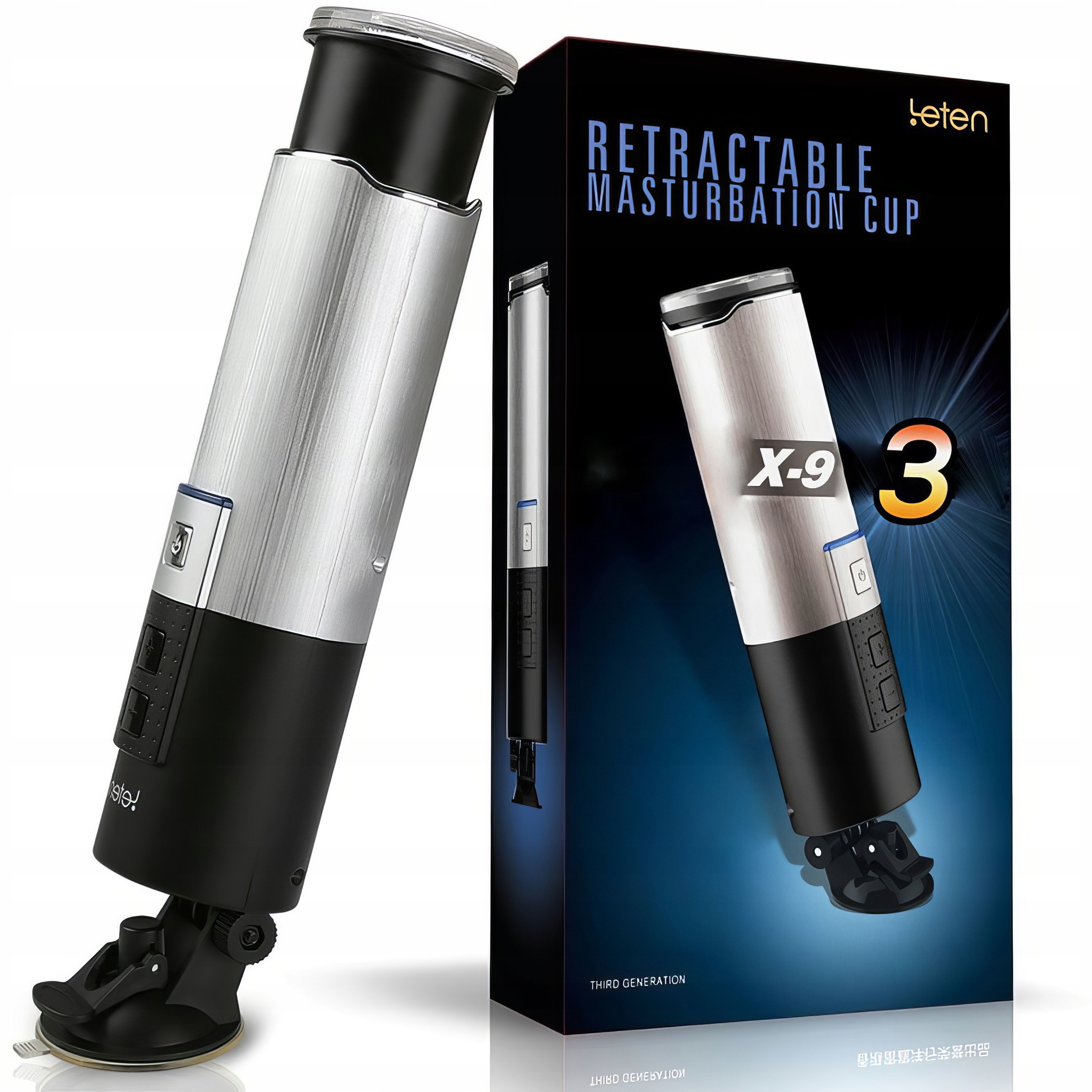 Masturbator Automatyczny Leten X9 Z Przyssawką 25 Trybów Teleskopowych Usb