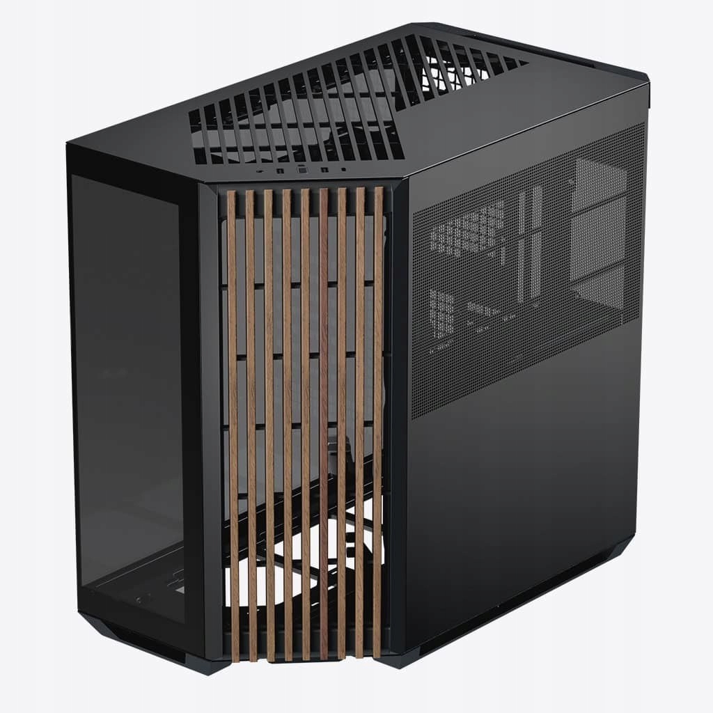 Počítačová Skříň Pc Apnx V1, Midi-Tower, Atx, tvrzené sklo, dřevo, černá