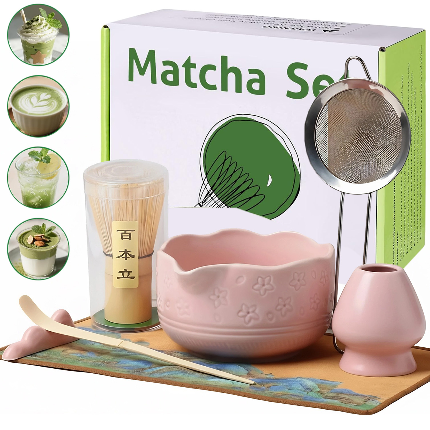 Sada Na Čaj Matcha 7 Ks Dárek Chasen, Chashaku, Metlička, Podstavec
