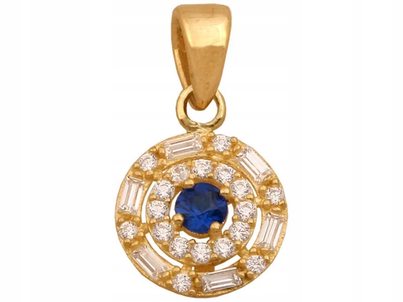 Zlatý dámský přívěsek 585, jemná kulatá markýza se zirkony 14KT