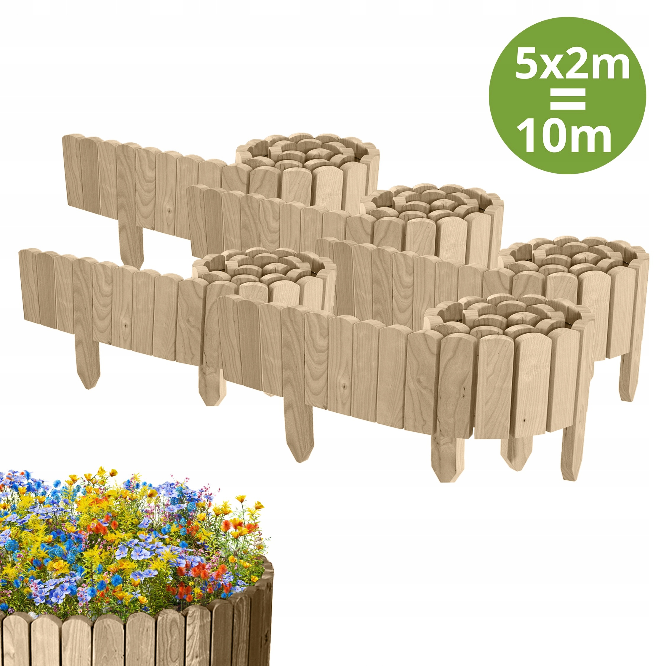 Zahradní Plot dřevěný, borovicový 10 m (5x200 cm) výška 10 cm, neimpregnovaný