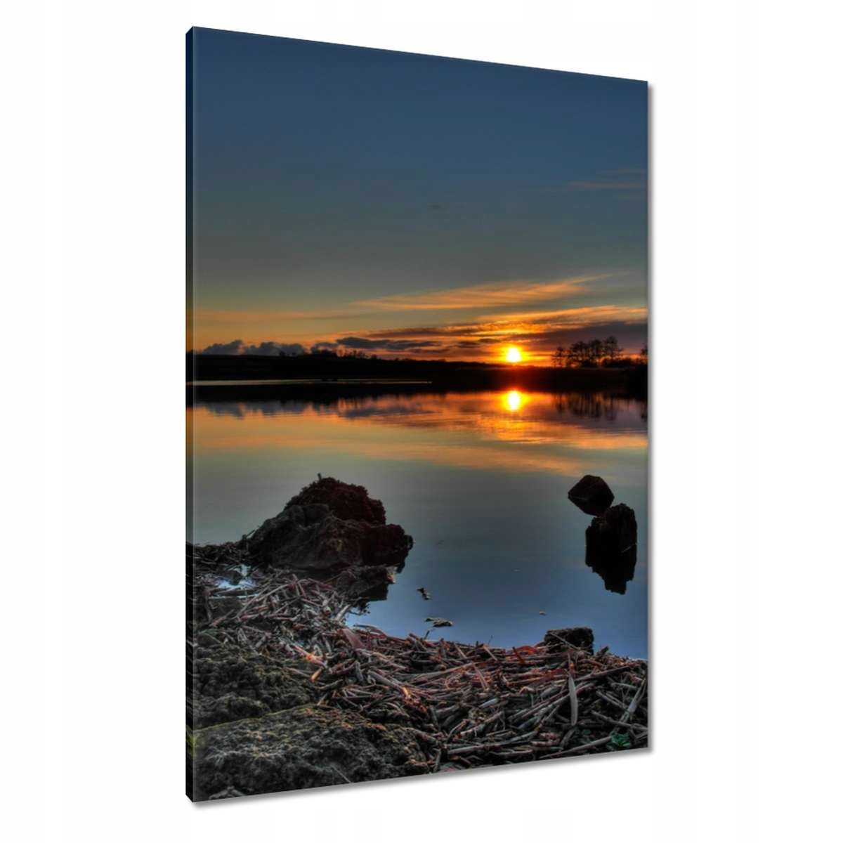 Obrazy 70x100 Slunce zapadající jezero