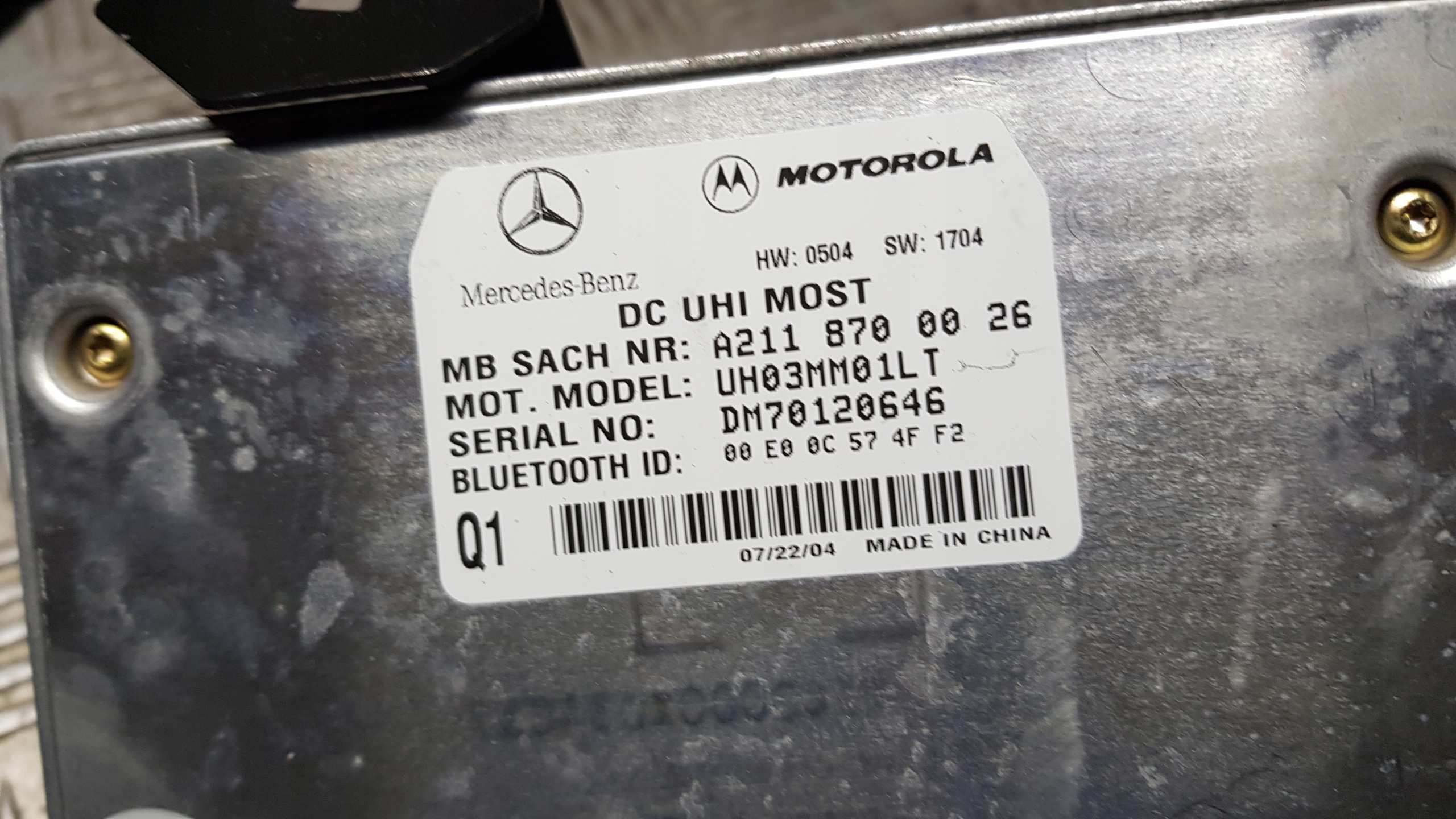 MERCEDES W211 W169 modulo BLUETOOTH a2118700026