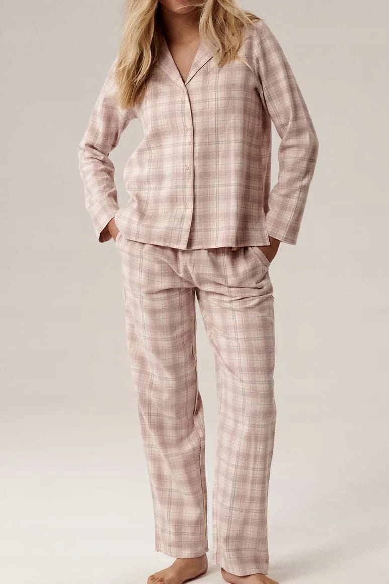 Dámské flanelové pyžamo na zip Atlantic NLP-505 béžovo-krémové [Velikost L]