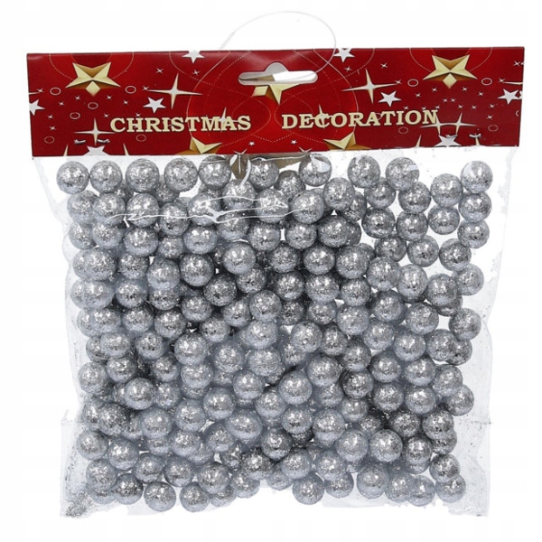 

Brokatowe kulki Srebrne 15mm/20g bombki Stroik
