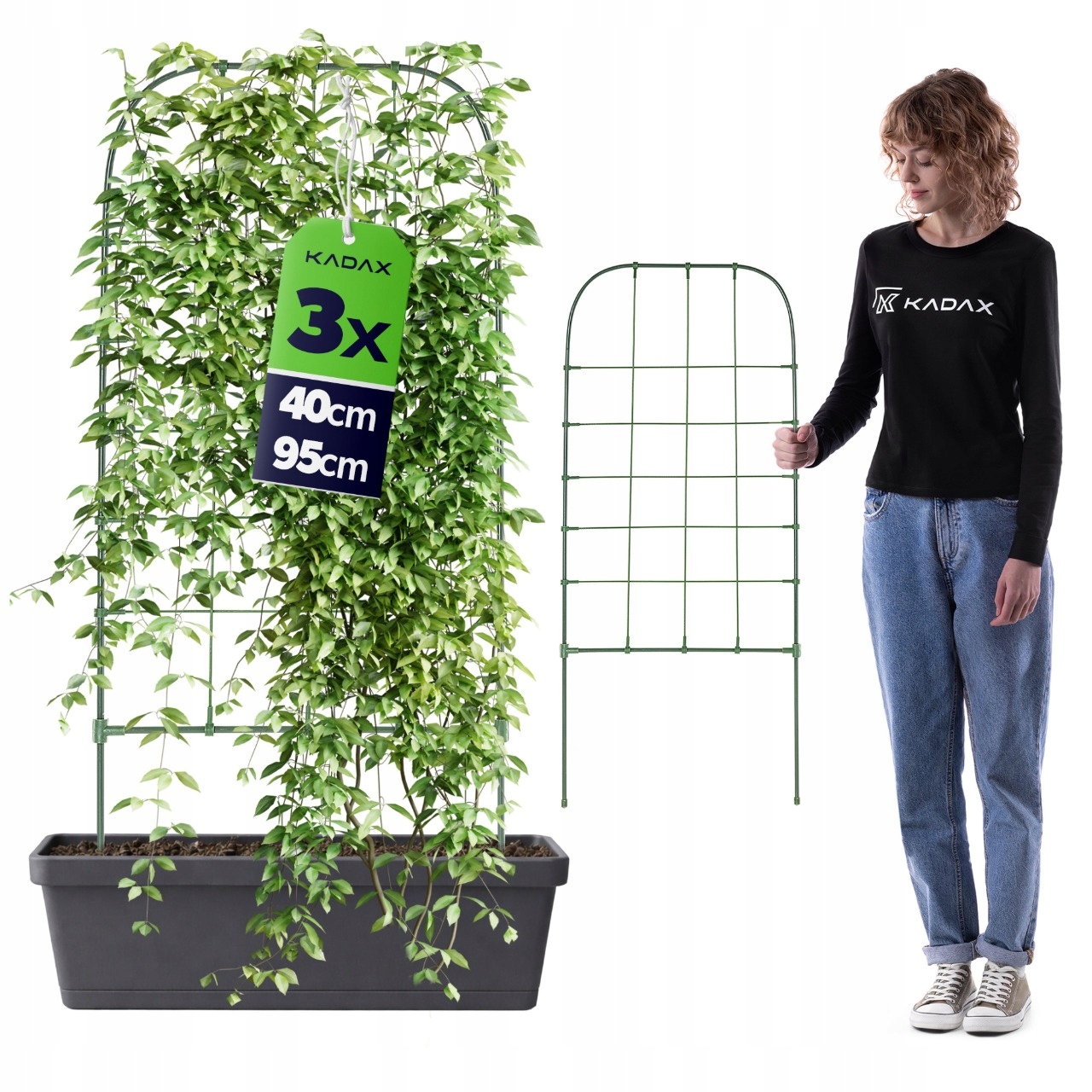 3 SZT PODPORA DO ROŚLIN KWIATÓW 40x95cm DRABINKA OGRODOWA METALOWA KRATKA