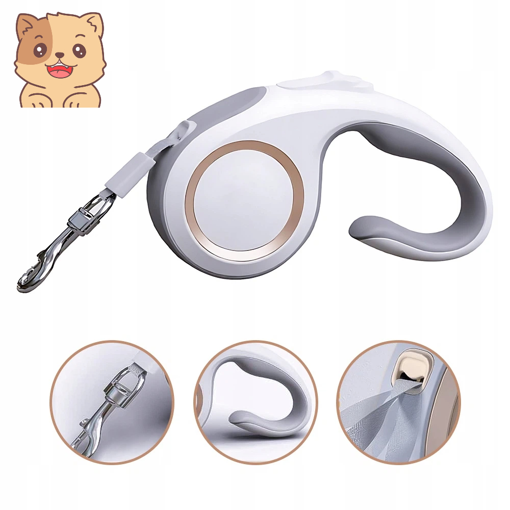 Levně Vodítko 5 M Silná Pro Velkého Psa Bílá Páska Automat Navíjení Stabilní Zámek