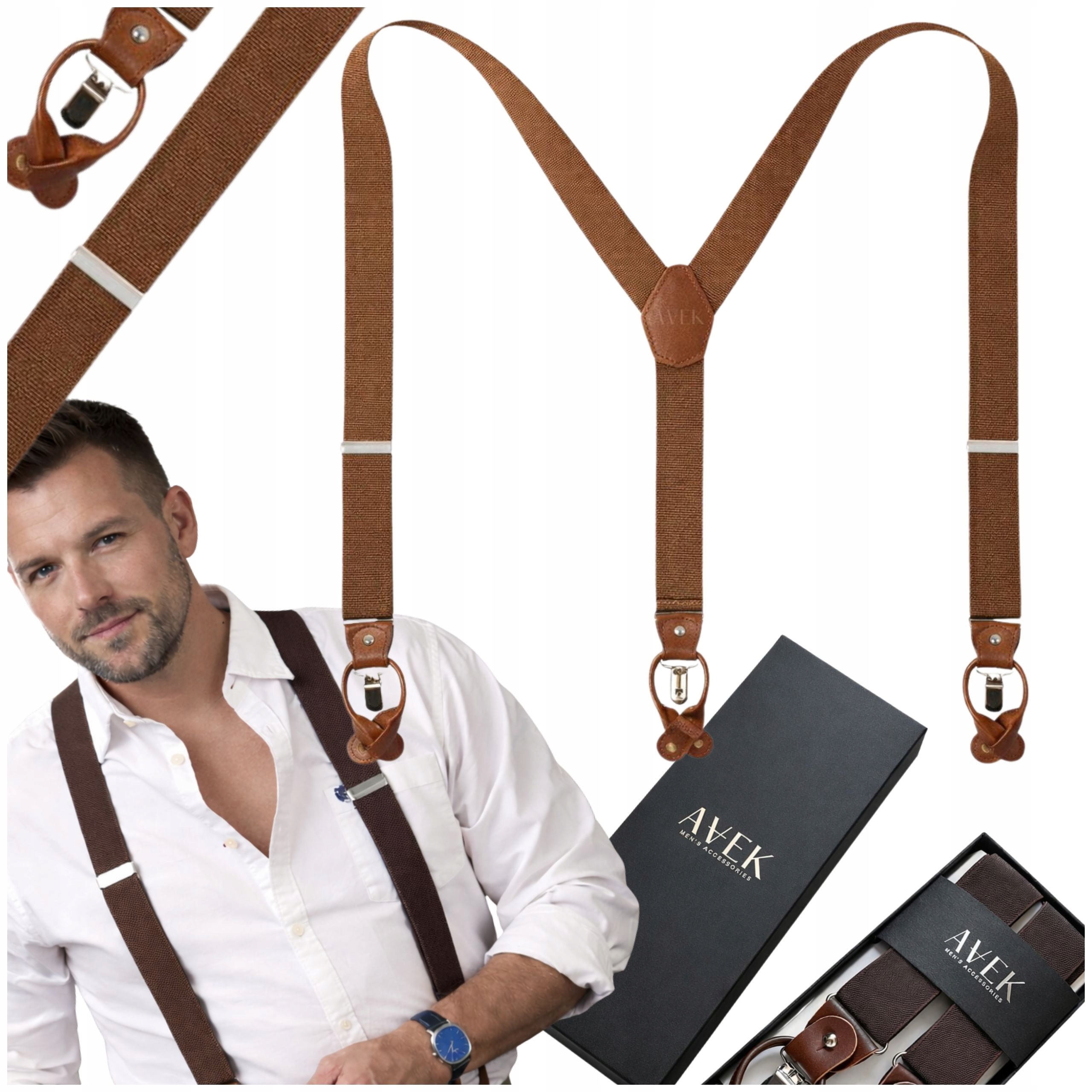 Ramenní Popruhy Ke Kalhotám Hnědé Silné Nastavitelné Široké Jako Dárek 2V1 Avek
