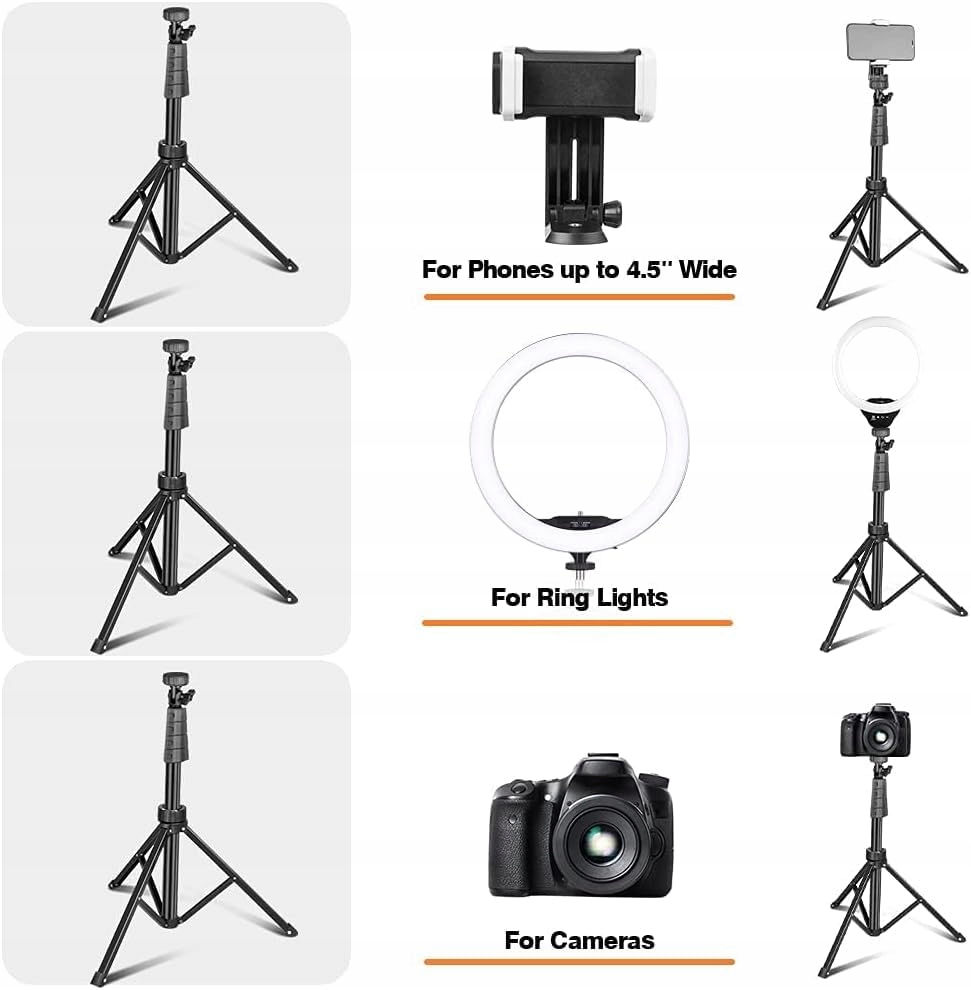 UBEESIZE 12" Ring Light & 62" Stand for Streaming, Makeup, YouTube — miniatura 7