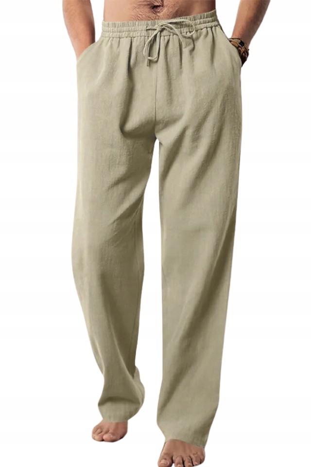 Spodnie męskie bawełniane letnie przewiewne luźne oddychające z gumką
