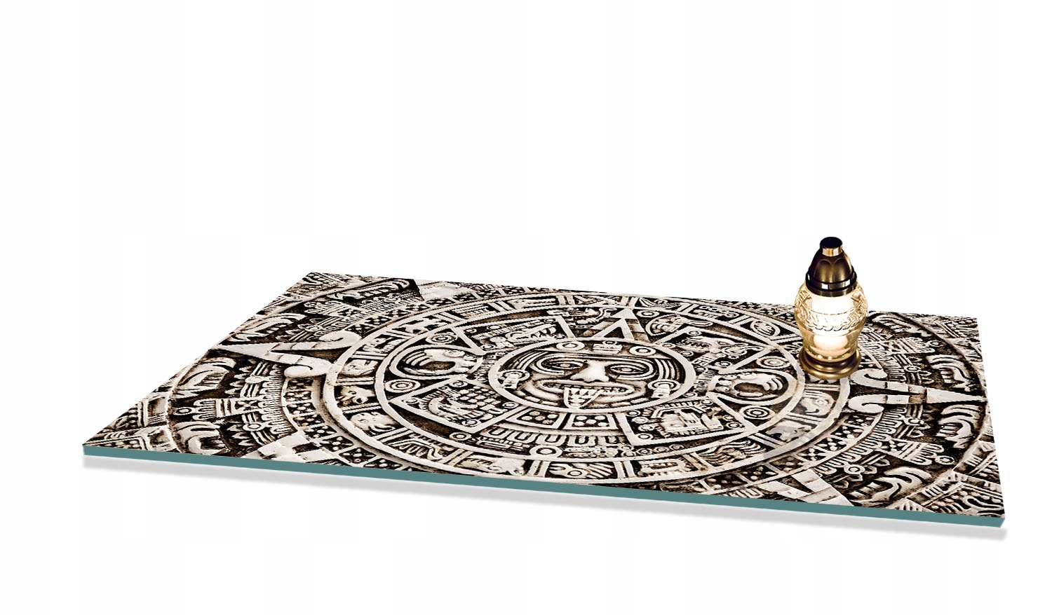 Podstavec pod Hřbitovní Svíčka vzor Aztek na hřbitov Tvrzené sklo 80x52 cm