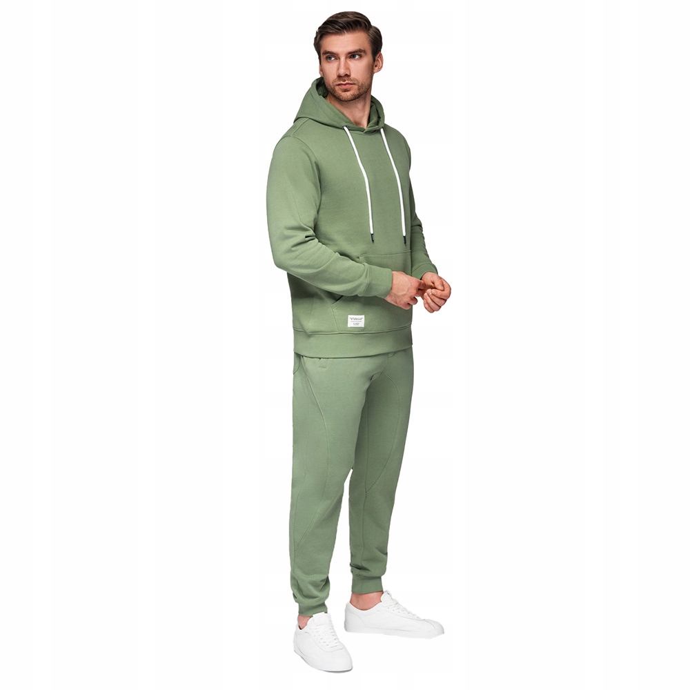 Pohodlný pánský bavlněný tepláková souprava s klokankou a joggerem, zelená barva V3 XL