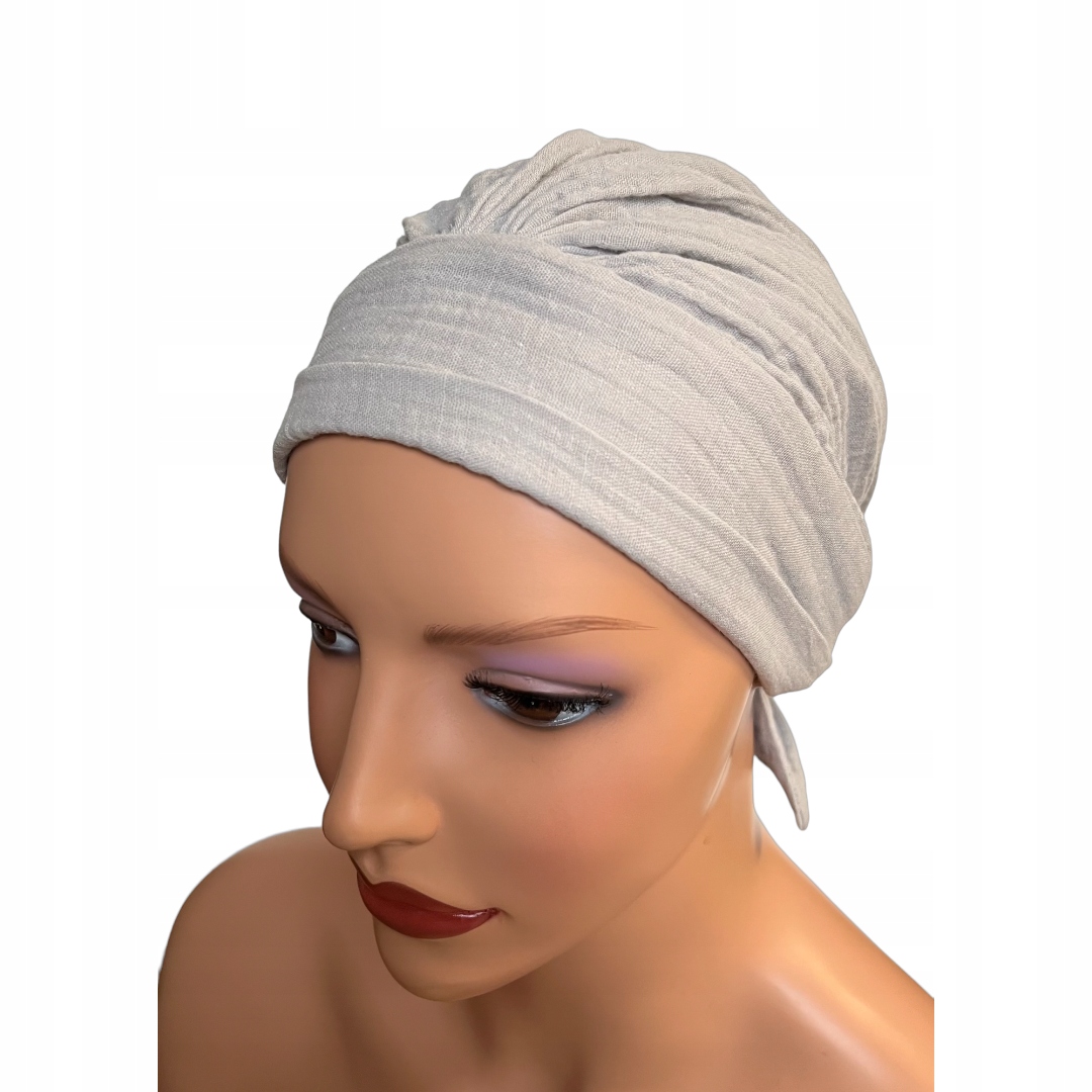 

Turban Tess jasny szary muslin chusta na lato