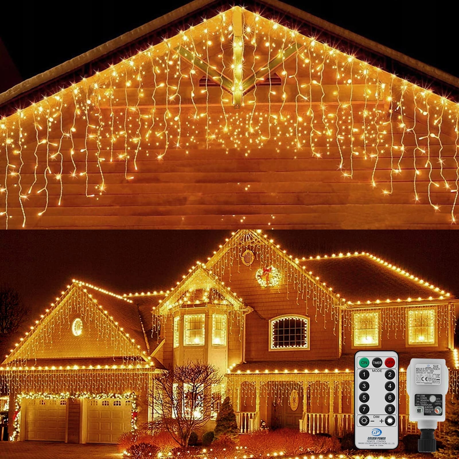 CERIAL Kurtyna Świetlna 20M 540LED Zewnętrzna Na Święta Ciepły Biały — miniatura 7