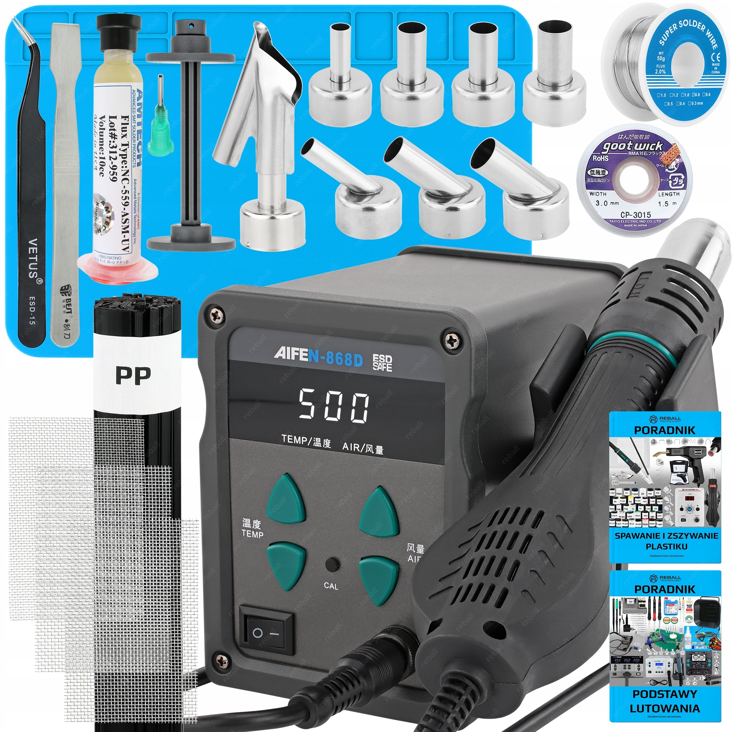 Set Pájecí Stanice Hot Air Svařovací Plast Aifen 868D 500C XLv2