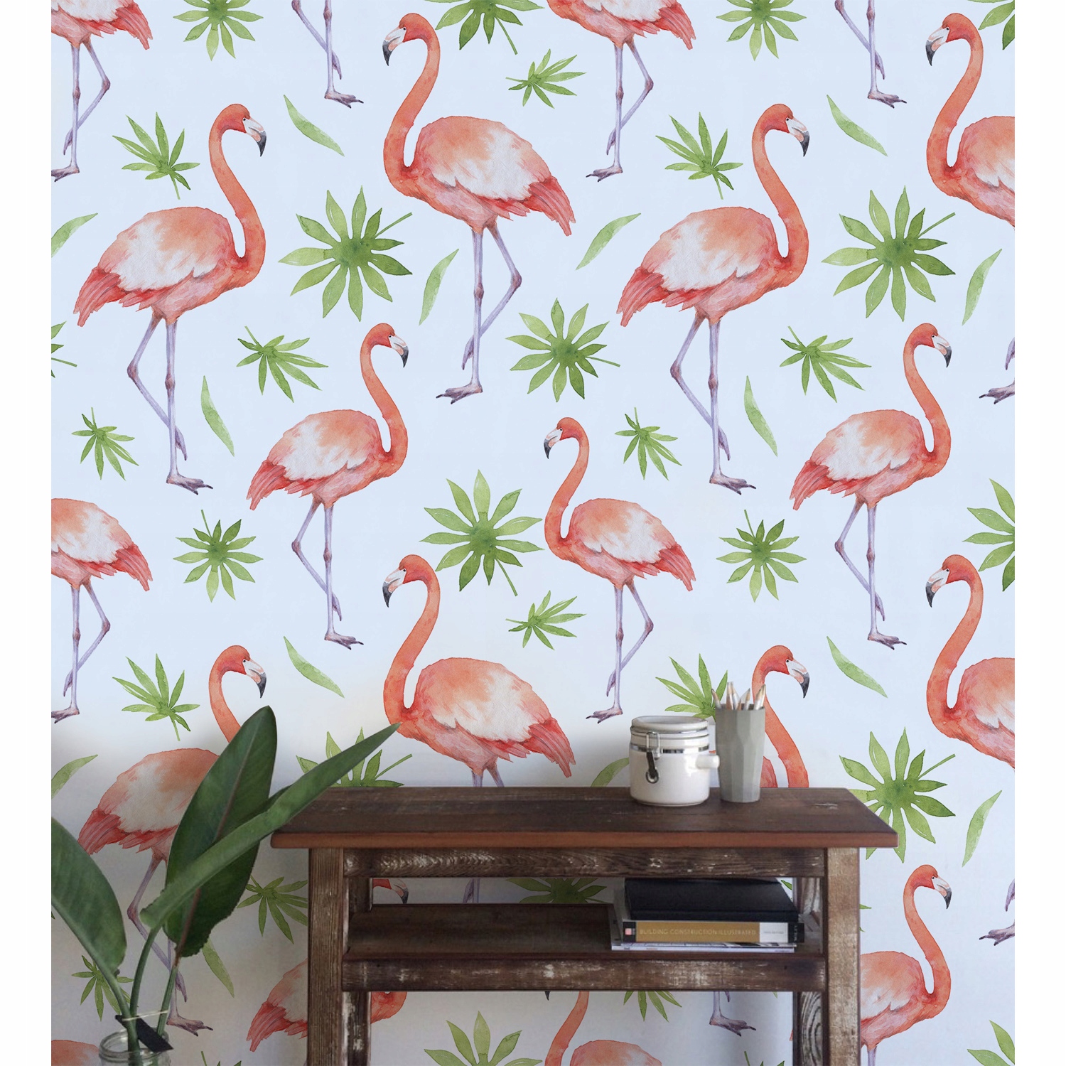 

Tapeta na ścianę Flamingi na tle kwiatów 312x219cm