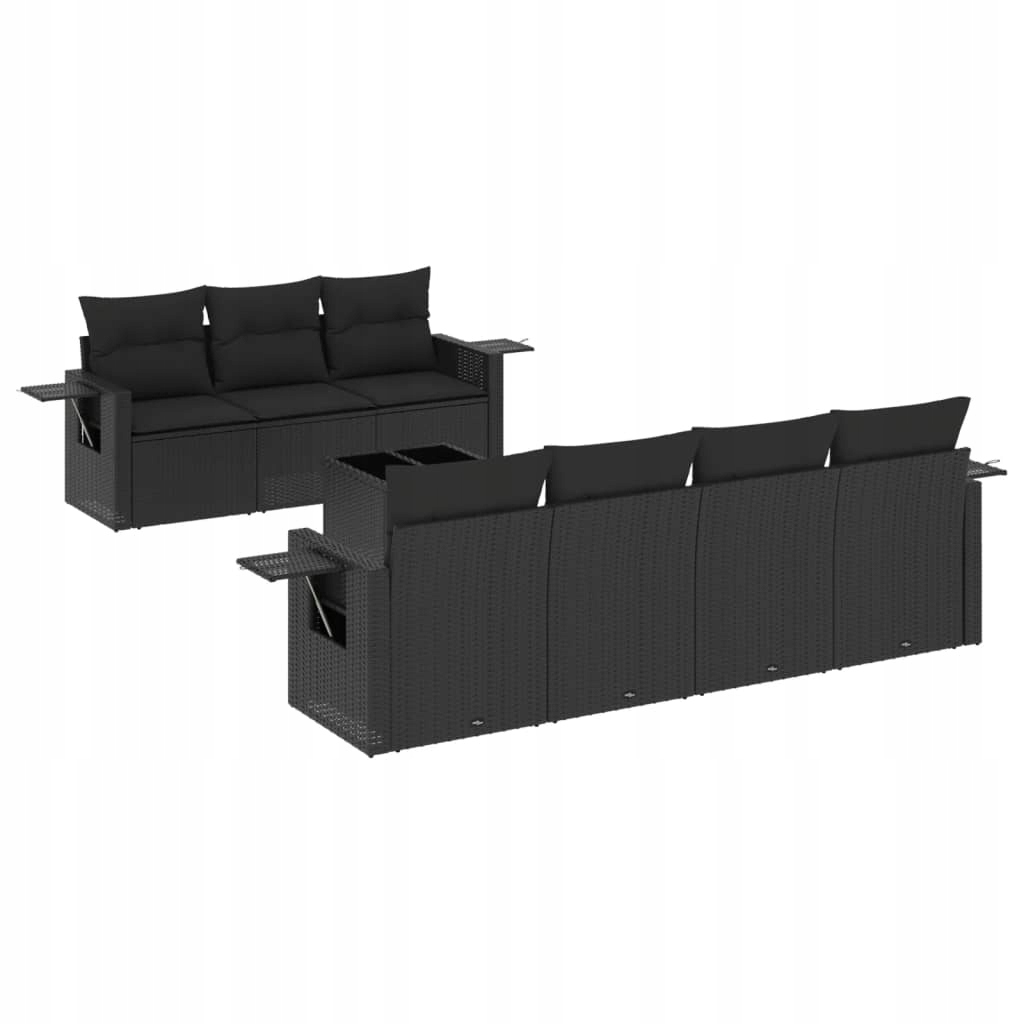 Set zahradního nábytku plast vidaXL černý 8 dílů