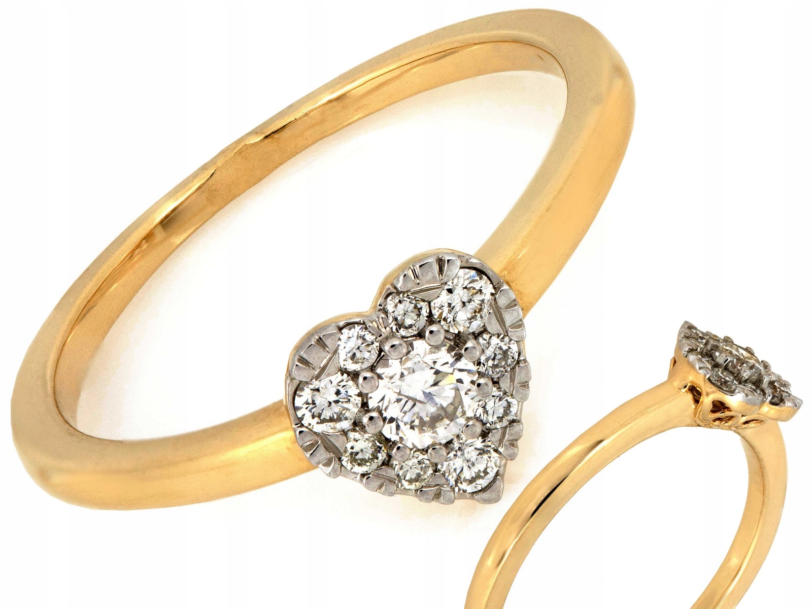 Módní prstýnek 585 srdce s brilianty 0,25 ct r15 2.06g jako dárek