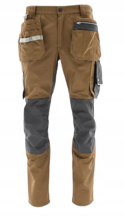 Spodnie Robocze Monterskie do Pasa Monter Brązowo-Szare Sara r.54