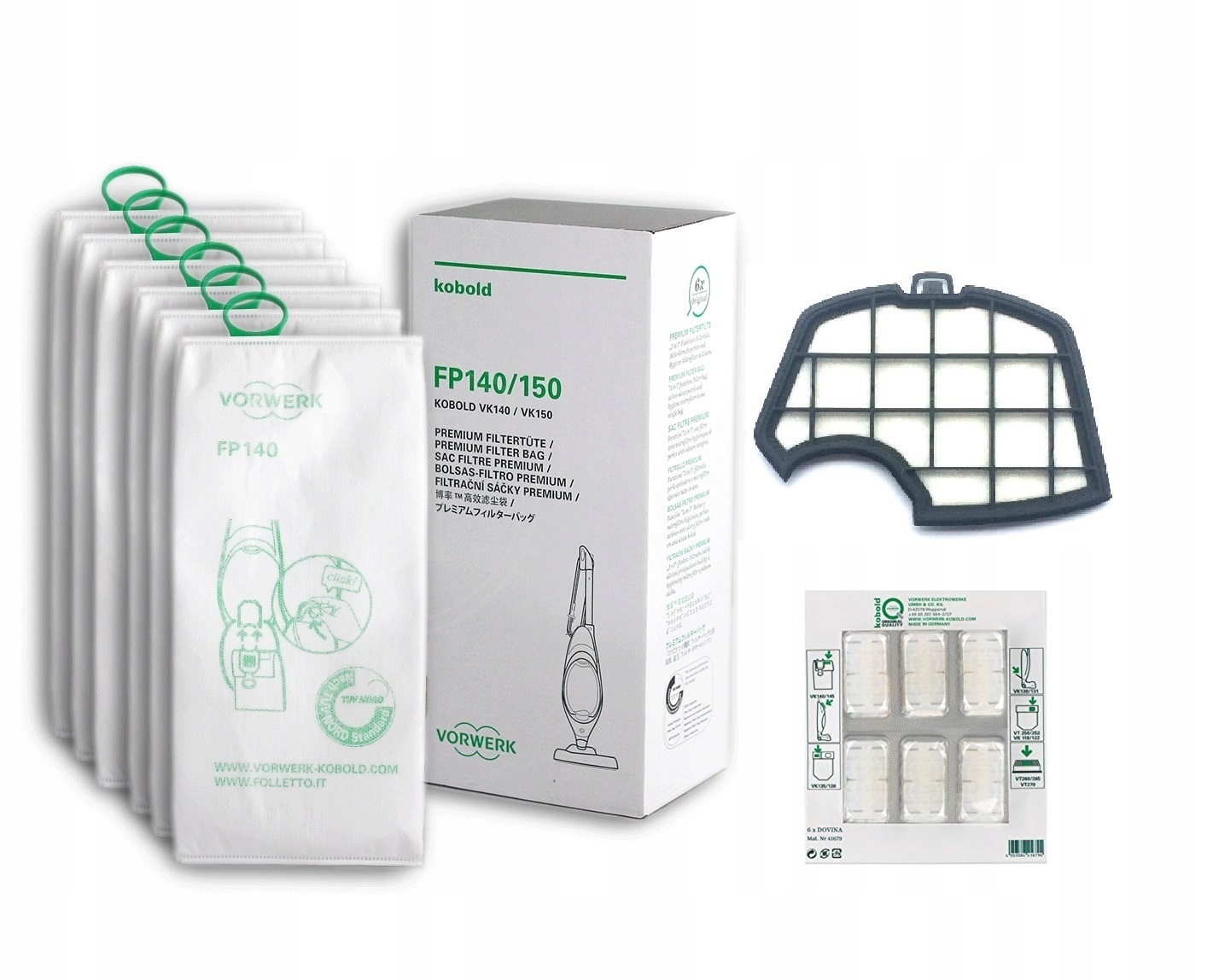 Vorwerk Kobold VK140-VK150 Sáčky Filtr motoru Vonné kostky