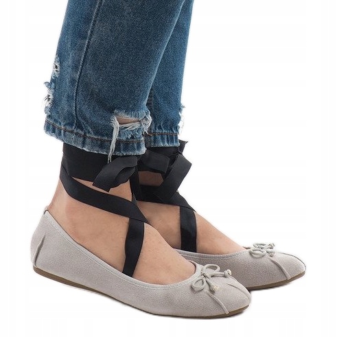 

Szare Skóra ekologiczna Buty Baleriny r.39