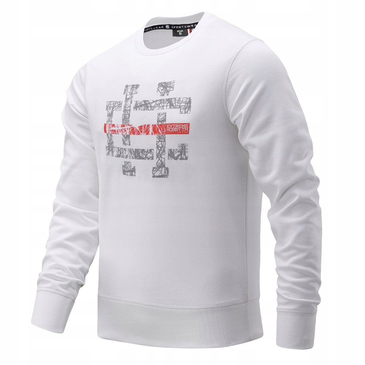 Bluza Męska Extreme Hobby Hashtag bawełniana biała bez kaptura 3XL