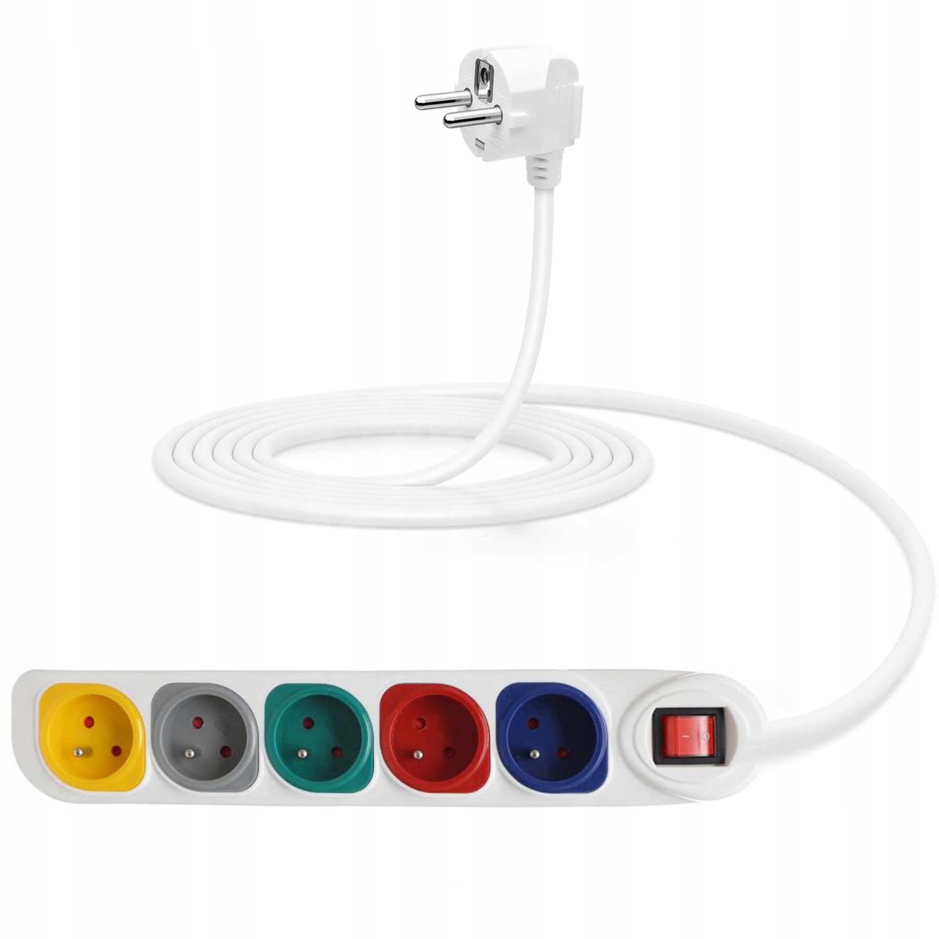 

Przedłużacz 5 Gniazd Wyłącznik Zabezpieczony 5m