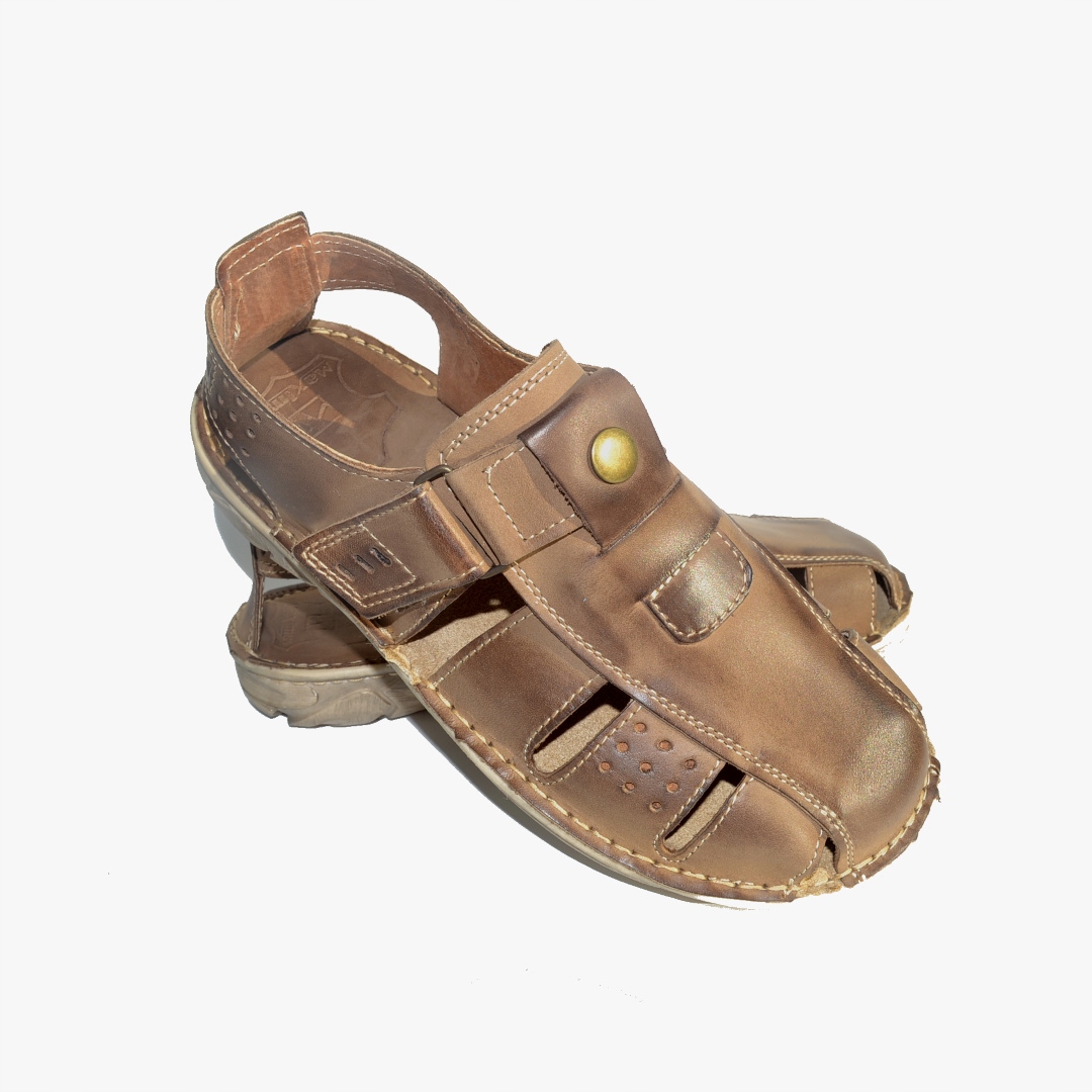 035 Pánské kožené sandály Maximus na suchý zip Pohodlné Polské sandály Oliva 45