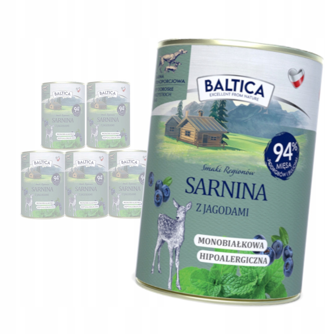 Levně Baltica Sarnina ostružina 6x400g Monoproteinová Bezobilná Vlhké Krmivo krmiva pro psy