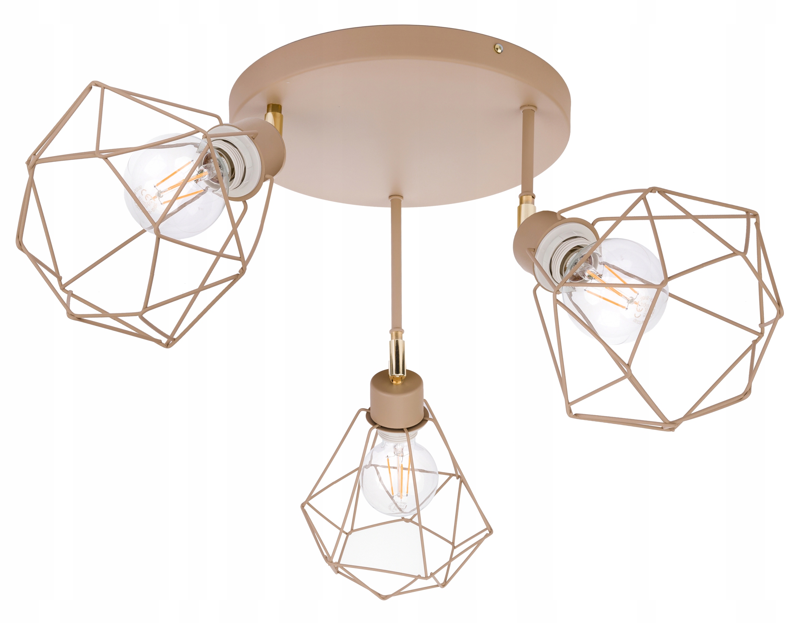Závěsná Stropní Lampa Stropní Svítidlo Lustr Pohyb Diamant 3x E27 Kašmír béžová ecru