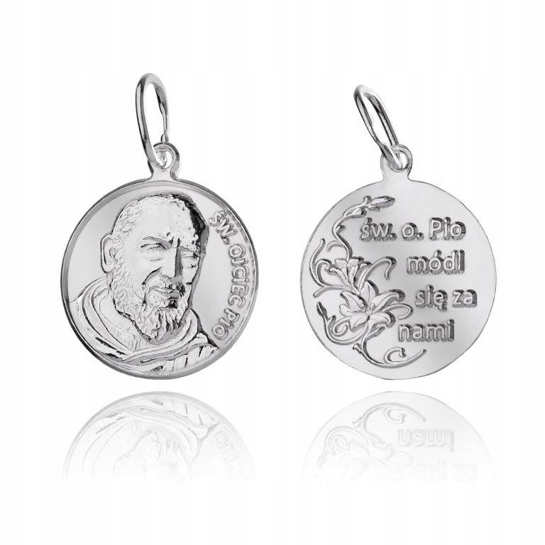 Stříbrný Medailon Svatý Otec Pio Stříbro 925