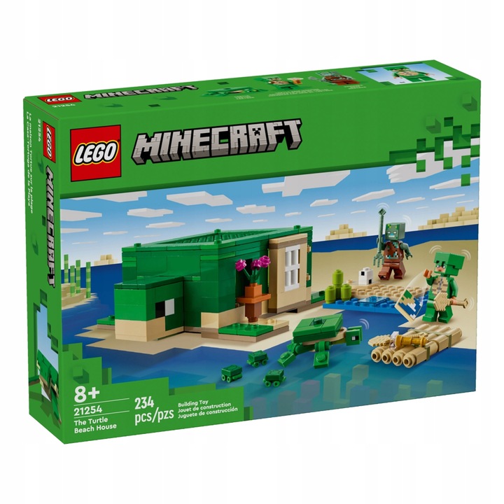 LEGO Minecraft 212546 LEGO MINECRAFT ZESTAW 21254 DOMEK NA PLAŻY Z ZÓŁWIAMI Minimalny wiek dziecka 8