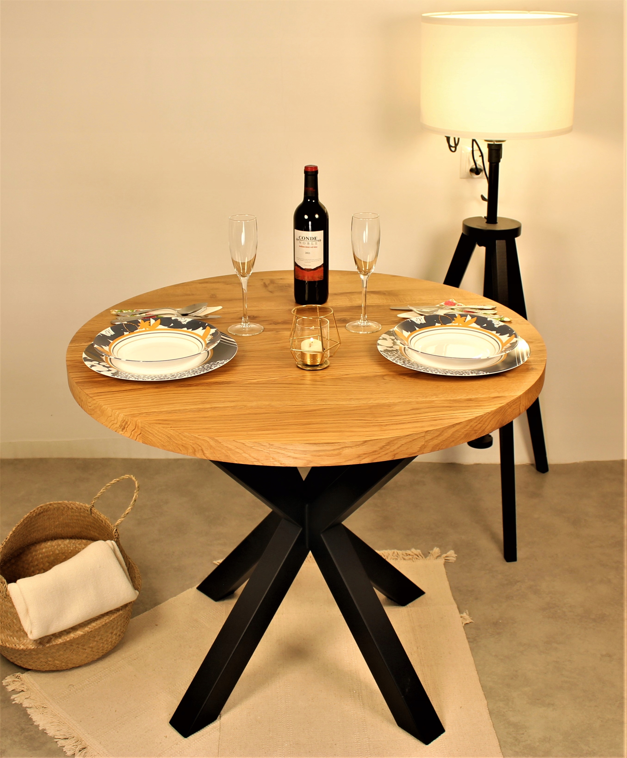 STÓŁ STOLIK KUCHENNY LITY DĄB 100 CM LOFT Grubość blatu 4 cm