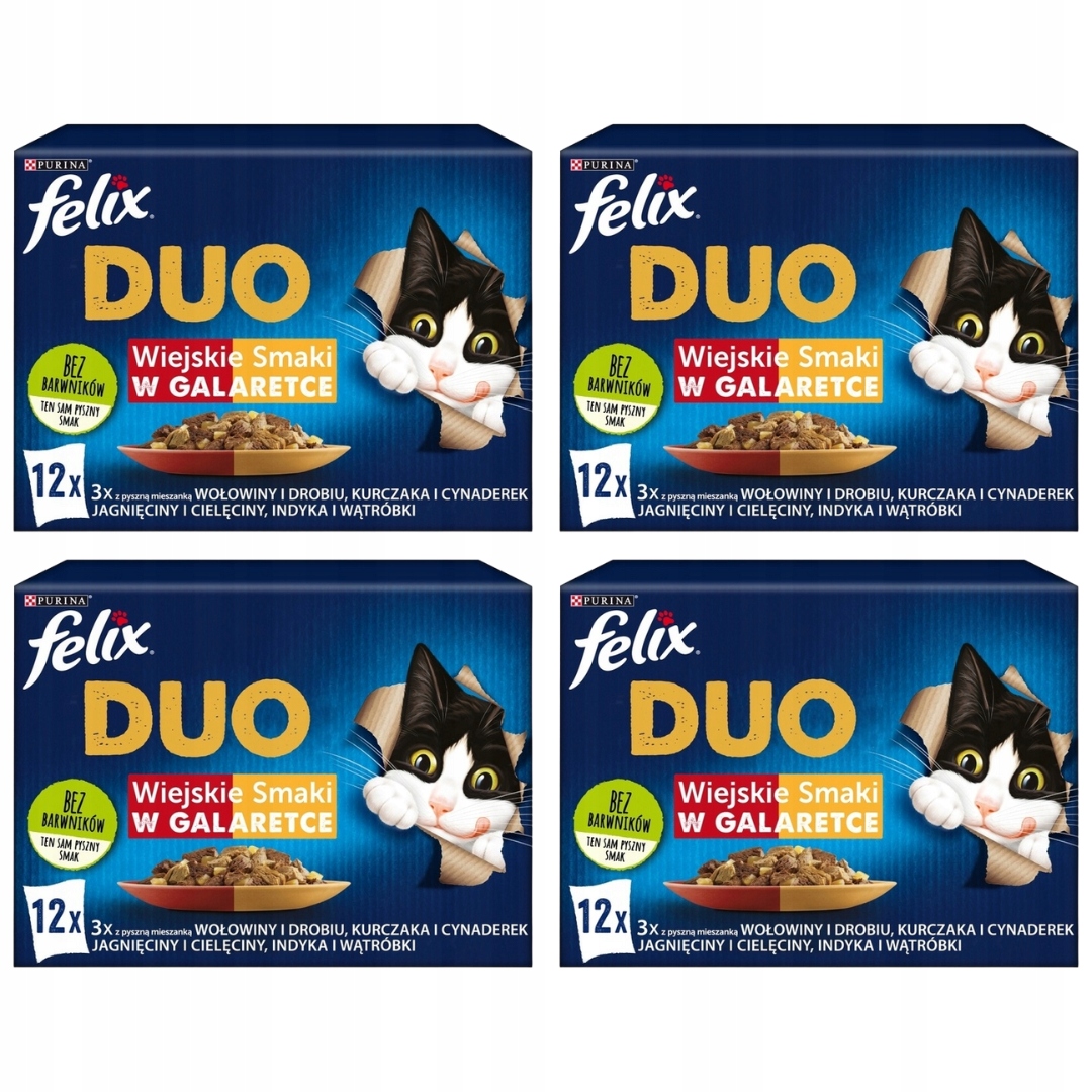 Felix Fantastic Duo Wiejskie Smaki W Galaretce Saszetki Dla Kota 48x85g