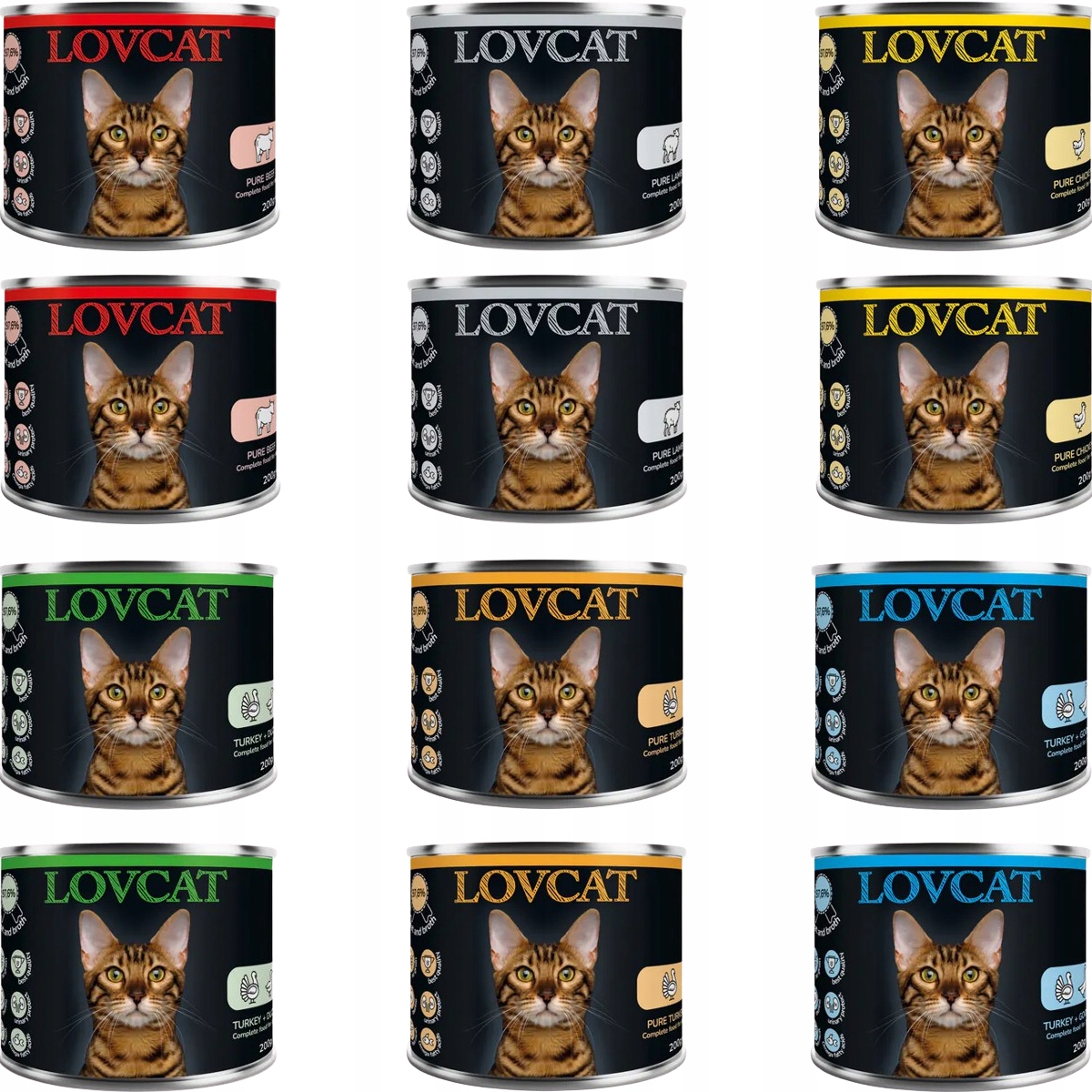 Lovcat karma mokra dla Kota mix 12x 200g Bezzbożowa Hipoalergiczna